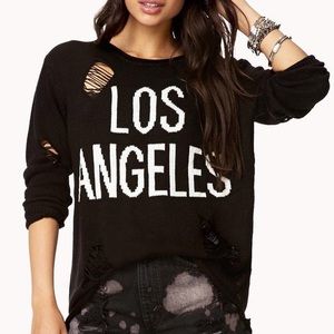 Forever 21 distressed black Los Angeles sweater